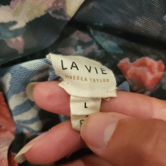 Rebecca Taylor La Vie Faded Garden Mesh Long Sleeve Dress Large - Picture 16 of 16